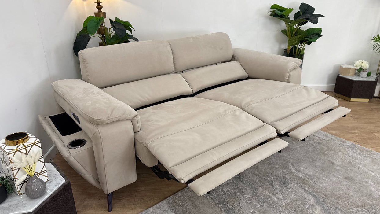 Sofology The Fratelli Fabric 2.5 Seater Power Recliner/Headrest in Lifestyle Nubuck Feel Stone