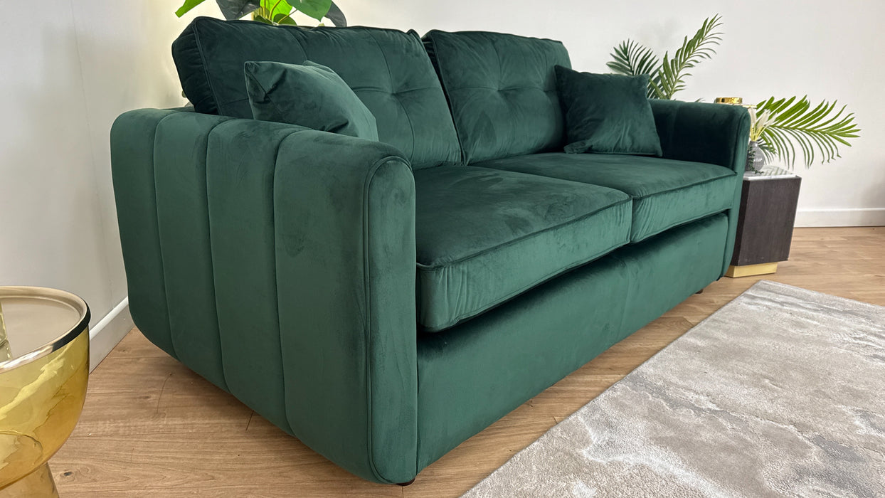 Sofology Islington Fabric 3 Seater Hypnos Deluxe Sofa Bed in Sleek Green