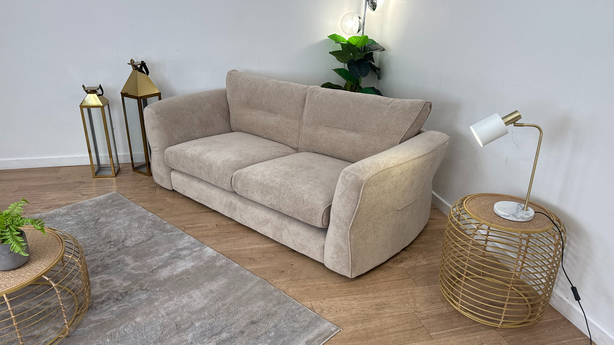 Sofology The Reign 3 Seater Fabric Sofa in Luxe Sherpa French Beige/Natural Mix