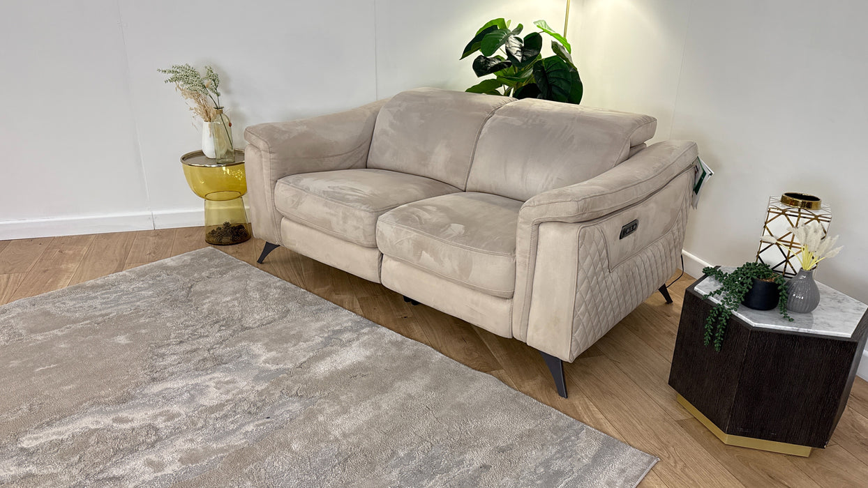 Sofology Ezra Fabric 2 Seater Power Recliner/Headrest in Tara Mink