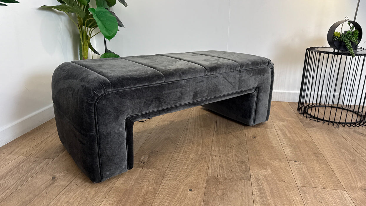 Sofology the Oscar Fabric Small Bench Footstool No Trim in Fine Textured Chenille Charcoal