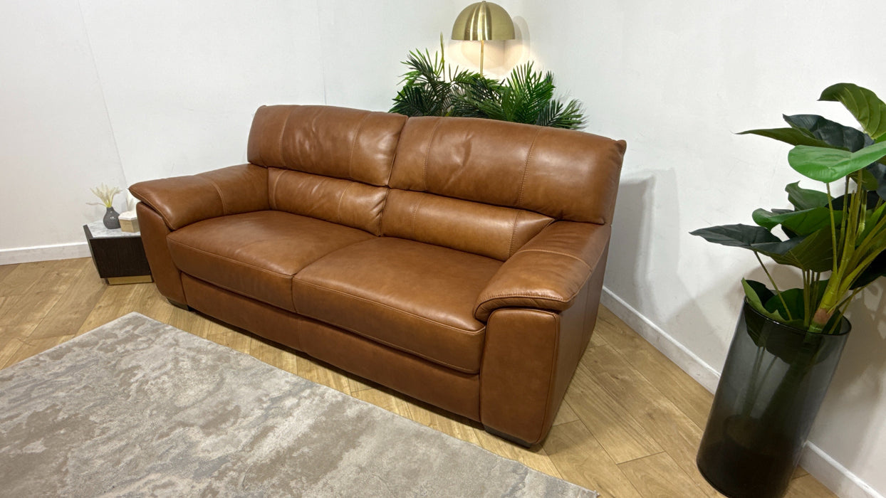 Sofology Santina Leather 3 Seater in Relaxed Soft Tan