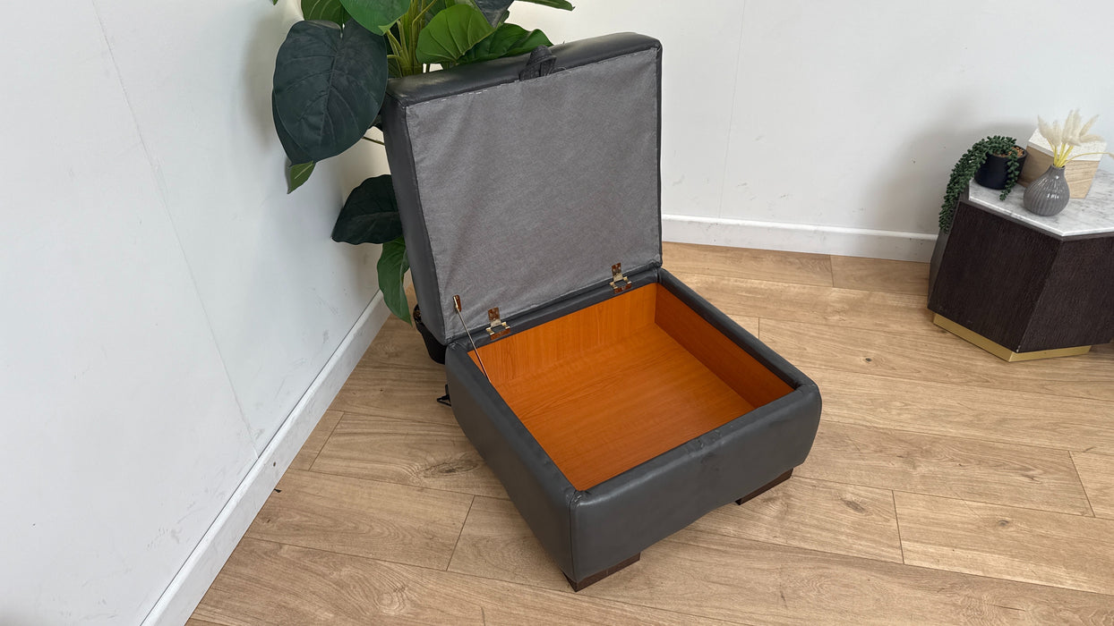 Sofology Cordelia Leather Storage Footstool in Dakota Pewter