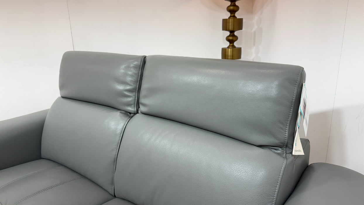 Sofology Marvella Leather 2 Seater Power Recliner/Headrest Heated Seats in Trusty Sheen Granite Teal