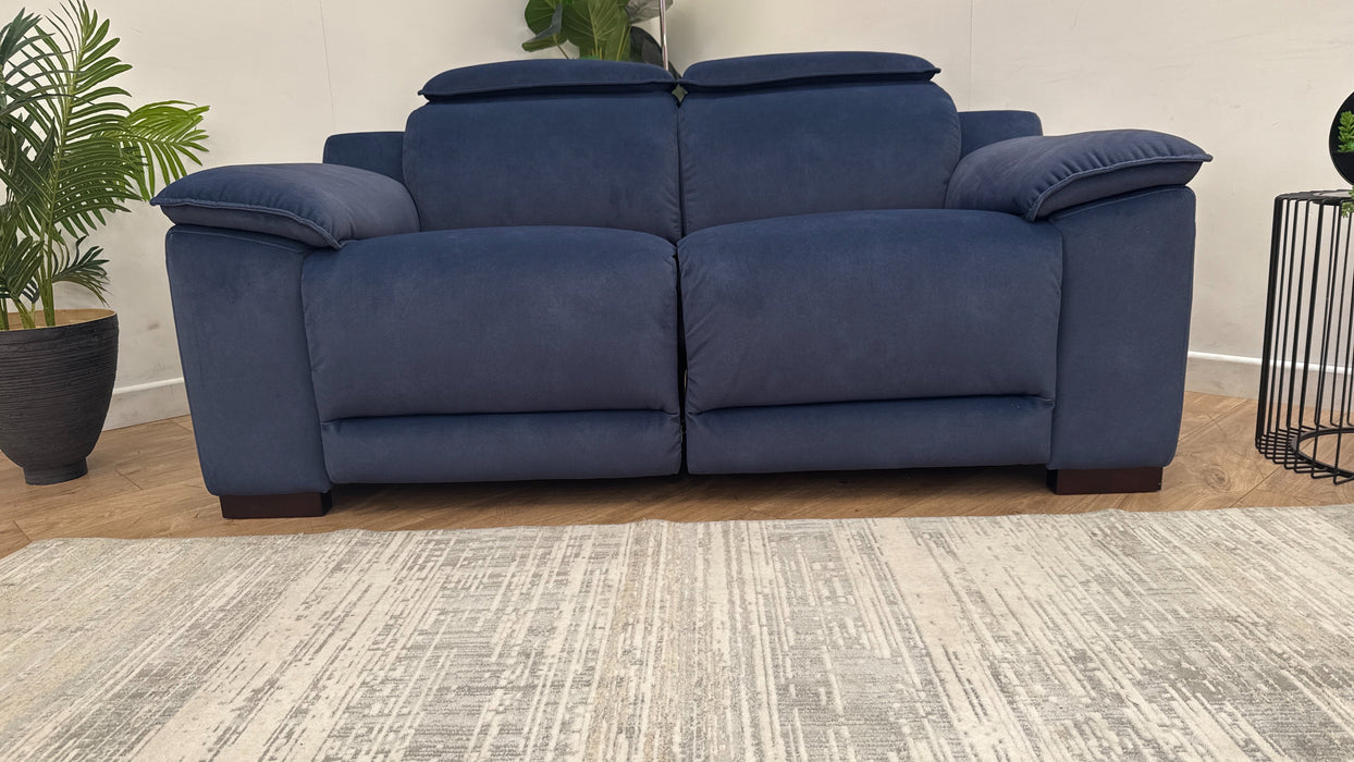 Sofology The Benz 2 Seater Fabric Recliner Sofa in Lifestyle Flecked Navy
