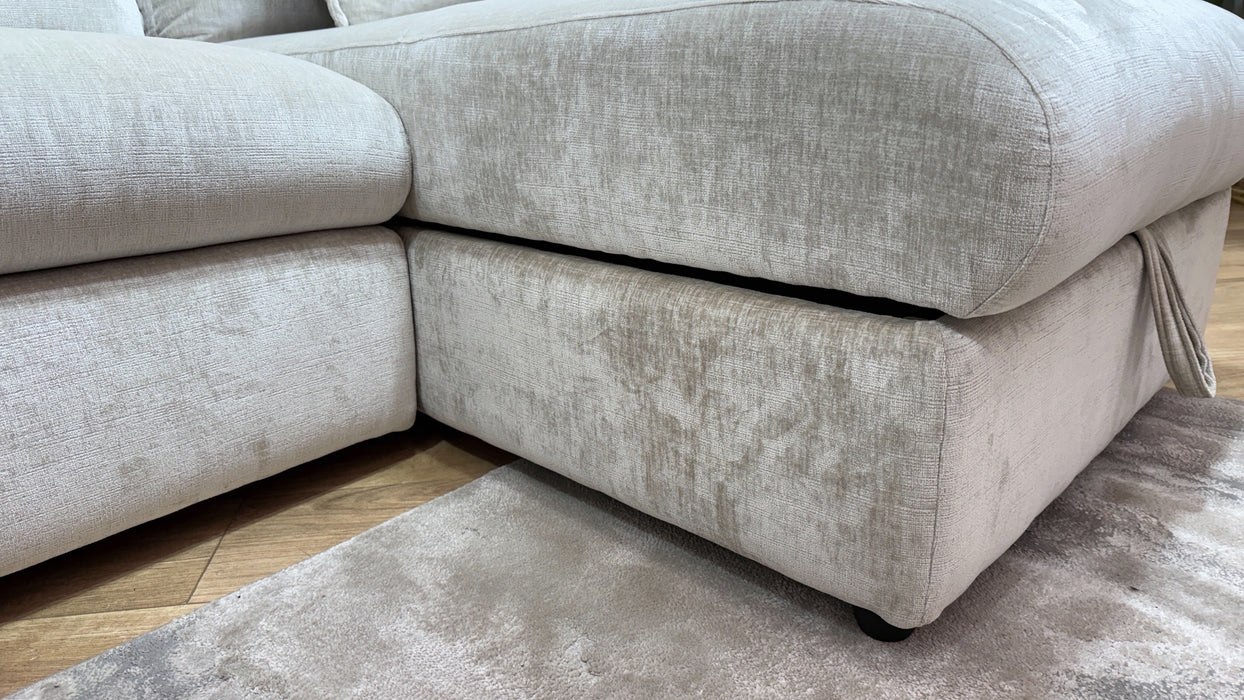 Sofology Portobello Fabric 3 Seater Chaise Storage Sprung Seats in Luxury Chenille Mist Mix