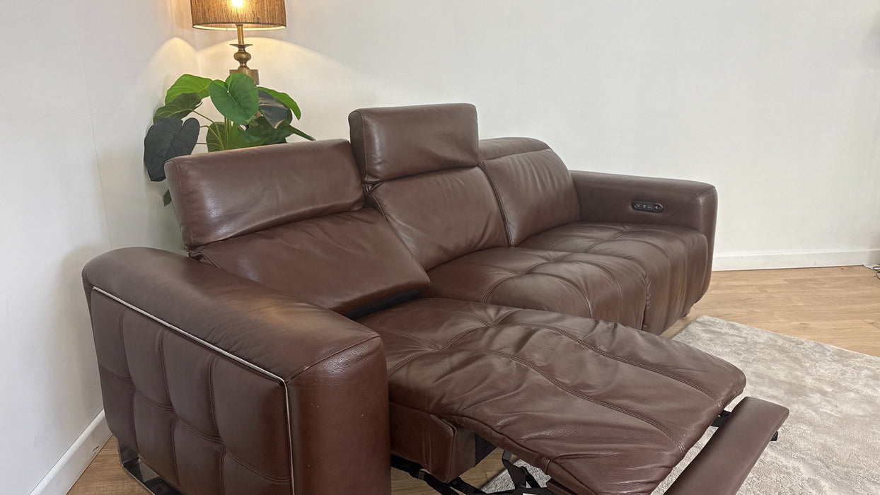 Sofology Marvella Leather 3 Power Recliner in Chocolate