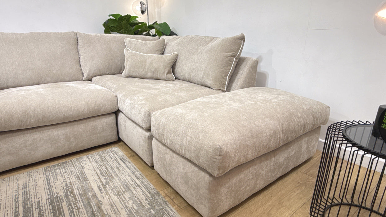 Sofology Georgio 3 Corner 1 Terminal Feather Flex Seats in Lifestyle Plush Chenille Wicker Mix