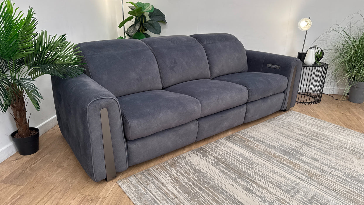 Sofology Kingsbridge Fabric 3 Seater Power Recliner/Headrest in Lifestyle Flecked Charcoal