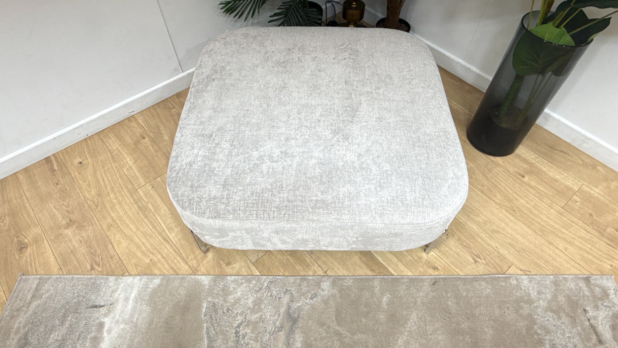 Sofology Westwood Fabric Designer Footstool in Teddy Chenille Silver