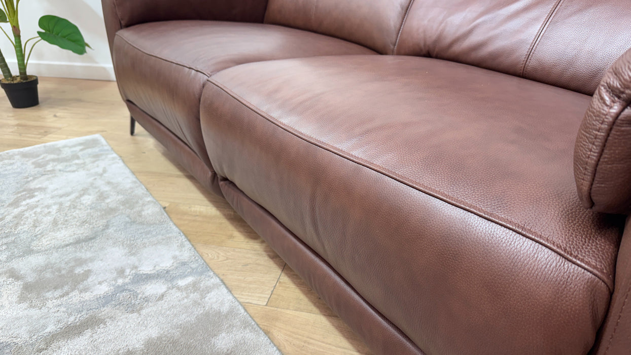 Sofology Fratelli Leather 2.5 Seater Power Recliner/Headrest in Trusty Embossed Chestnut