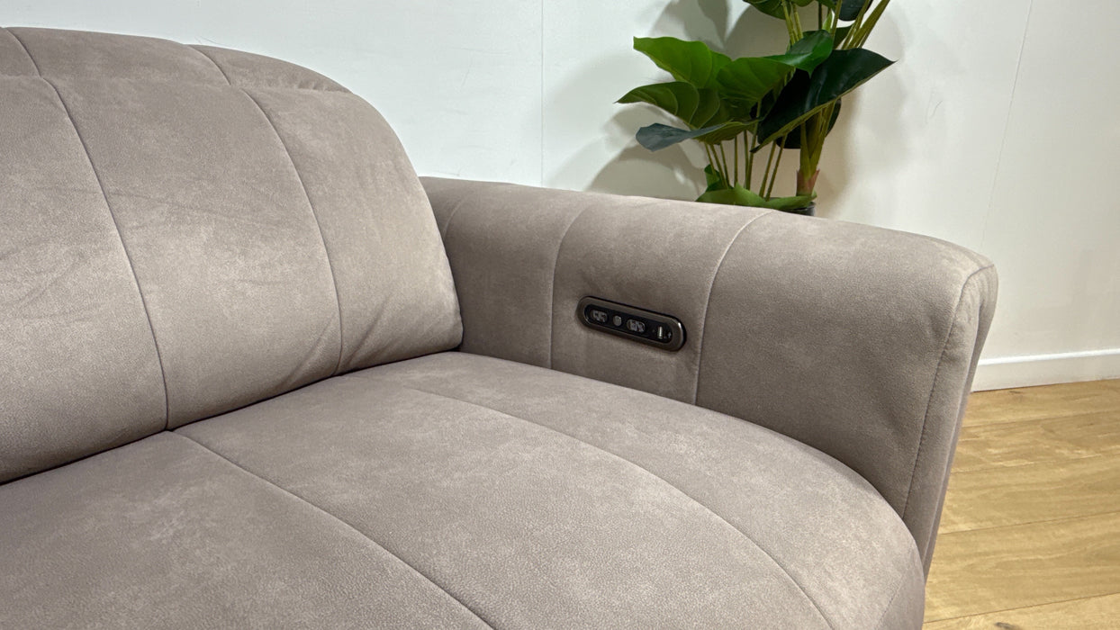 Sofology Paramount Fabric 2.5 Seater Console Power Recliner/Headrest Speakers in Lifestyle Flecked Nutmeg
