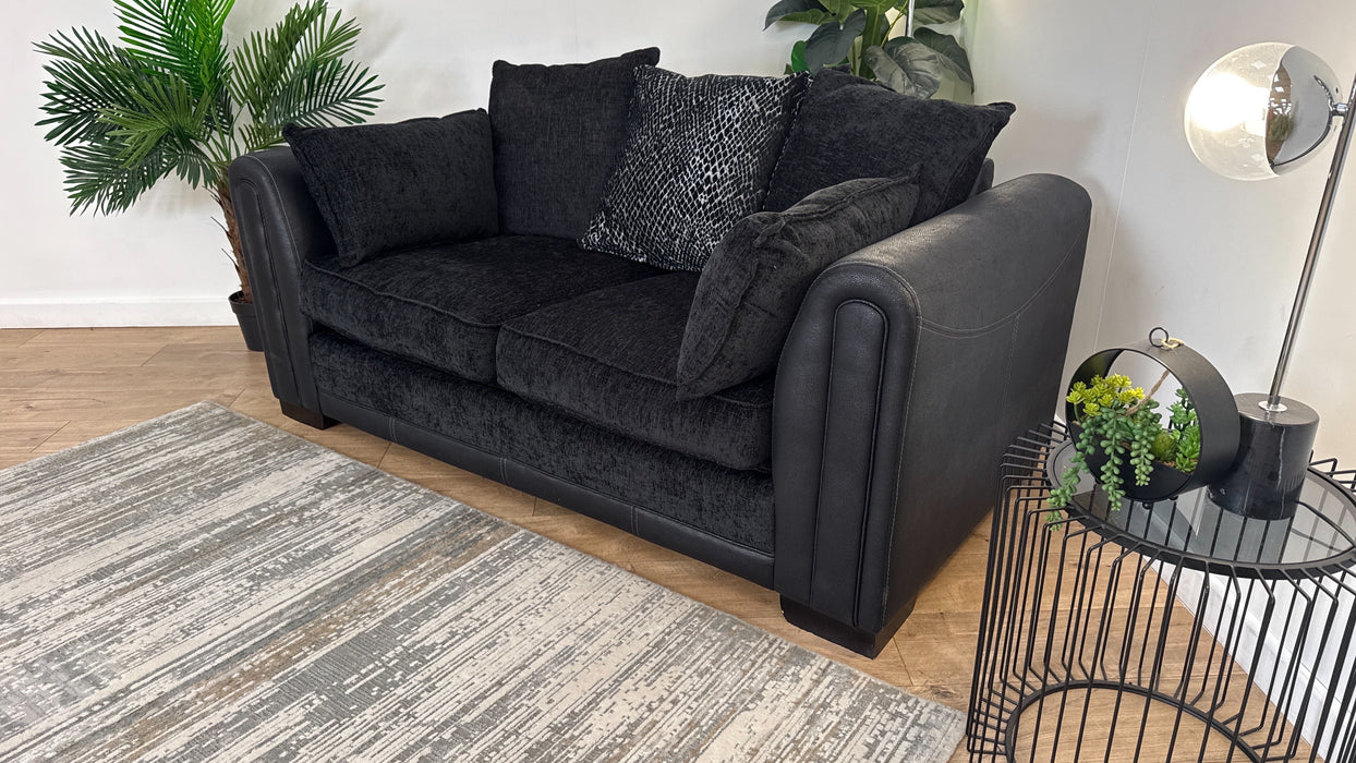 DFS Ollie 2 Seater Sofabed Fabric Sofa in Black/Charcoal Mix