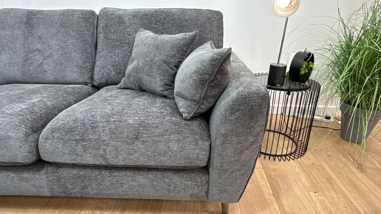 Sofology Hackney Chaise 1 Corner 2 Sprung Seats in Linen Look Chenille Charcoal