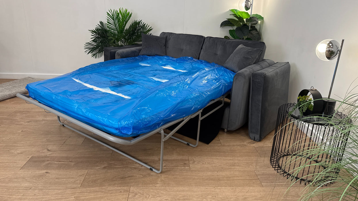 Sofology Islington Fabric 3 Seater Hypnos Deluxe Sofa Bed in Sleek Grey