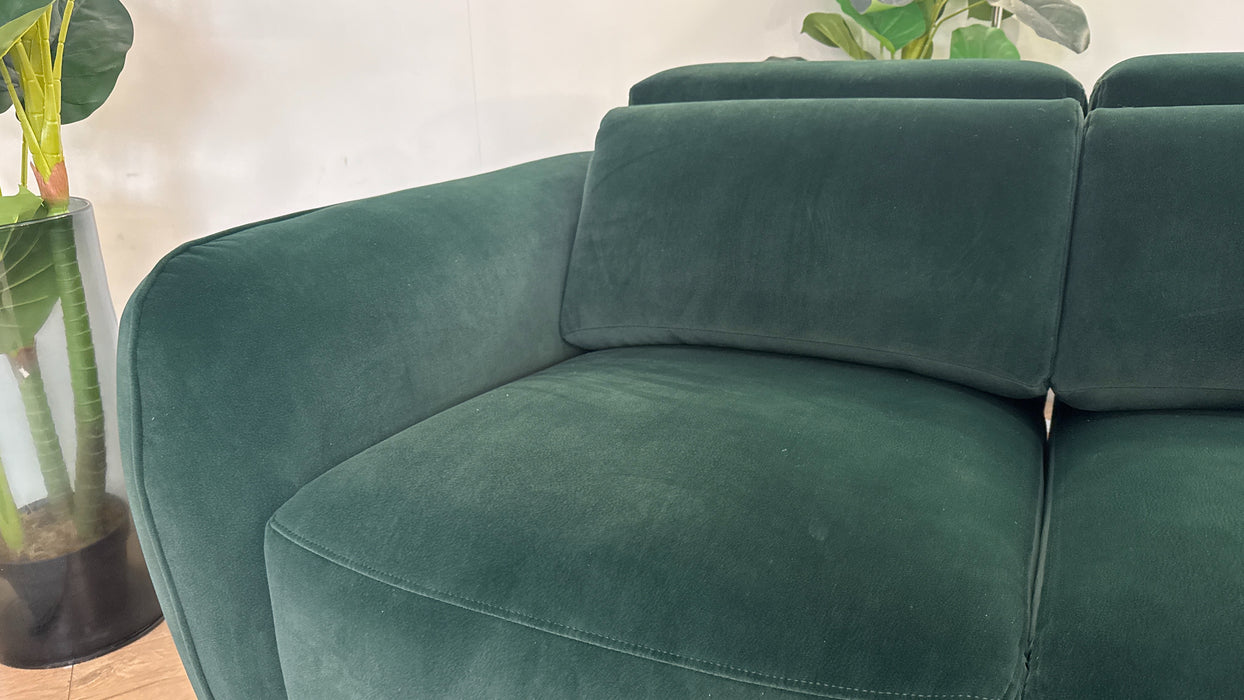 Sofology the Serene Fabric 2 Seater Power Recliner/Headrest in Lifestyle Mottled Dark Green