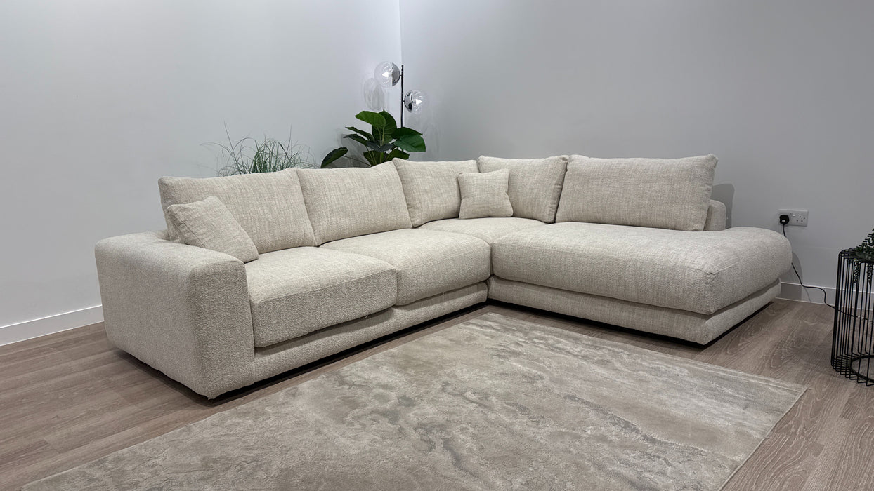 Sofology Amalfi Fabric 2 Corner 1 Chaise in Micro Flecked Boucle Natural