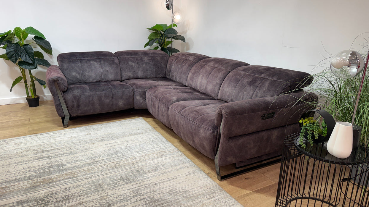 Sofology Packham Fabric 1 Corner 3 Power Recliner/Headrest in Decent Charcoal