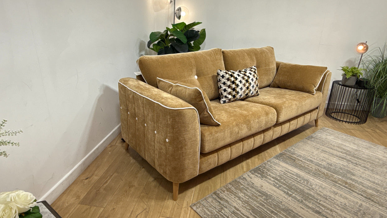Sofology Remy Fabric 4 Seater in  Soft Chenille Almond Mix With Natural Contrast Piping