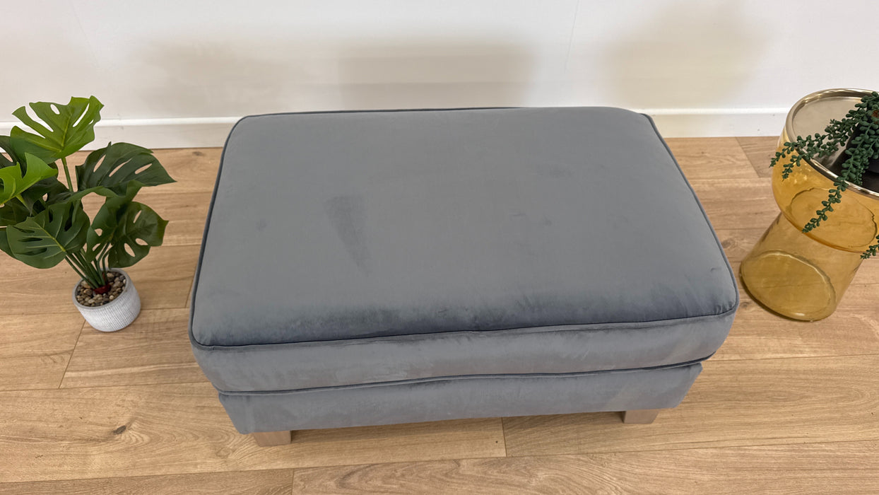 Canterbury Fabric Combi Footstool -  Velvet Granite All Over