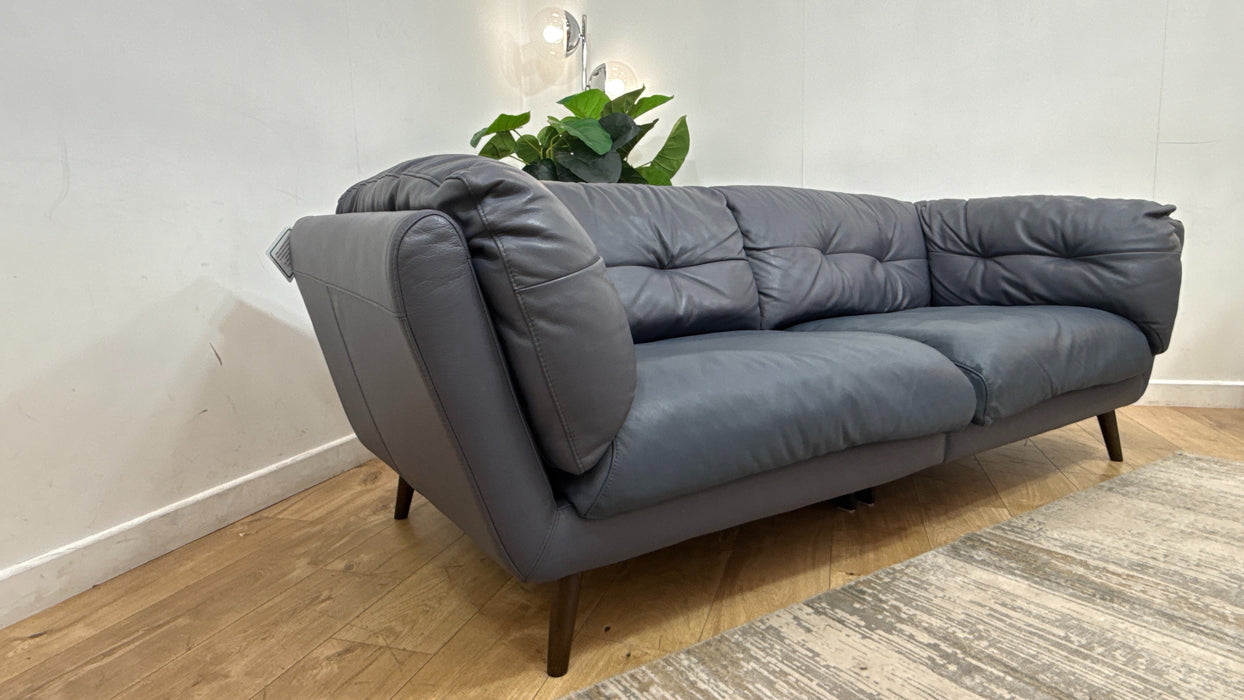 Sofology Hygge Leather 4 Seater Split in Trusty Matt Steel Blue