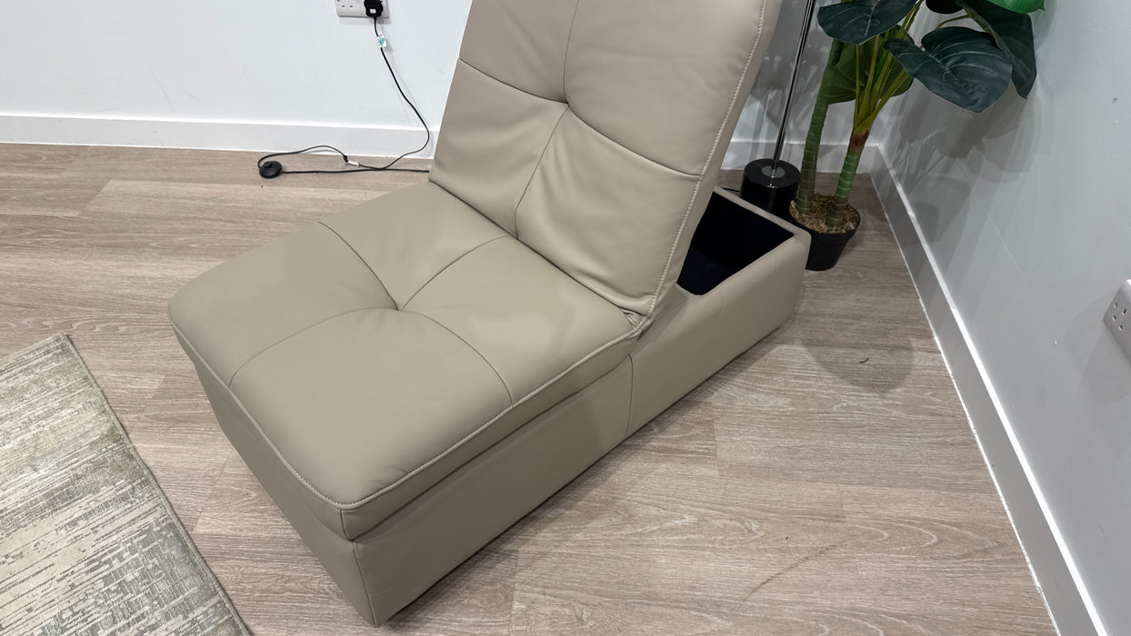 Sofology Riviera Leather Designer Storage Footstool in Trusty Super Matt Putty