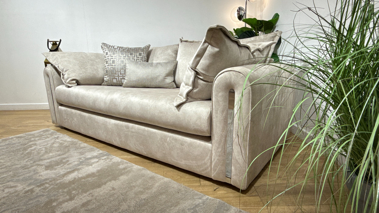 Sofology Savoy Fabric 3 Seater Silver Trim in Lifestyle Dapple Fabric Marble Mix