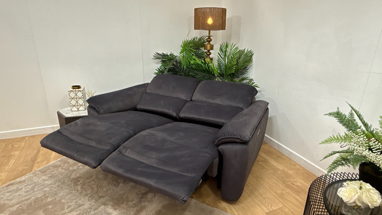 Sofology Hugo Fabric 2 Seater Power Recliner/Headrest in Lifestyle Flecked Anthracite