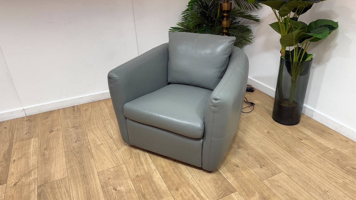 Sofology Marvella Leather Swivel Chair in Trusty Sheen Leather Granite Teal