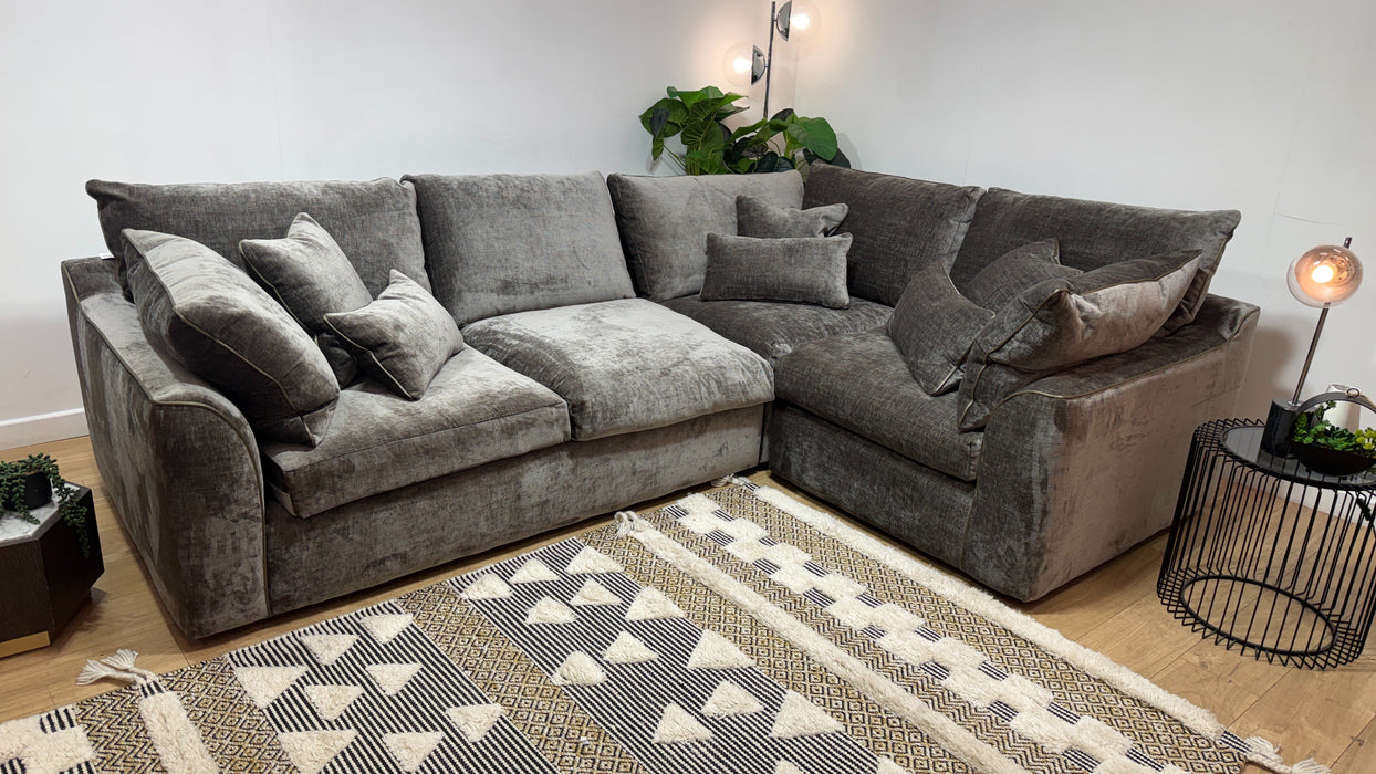 Sofology Georgio Fabric 3 Corner 1 Feather Flex Seats in Luxe Chenille Mocha Mix