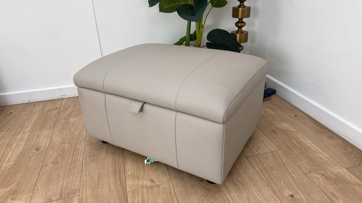Sofology Lumiere Leather Designer Footstool in Trusty Super Matt Cloud Grey