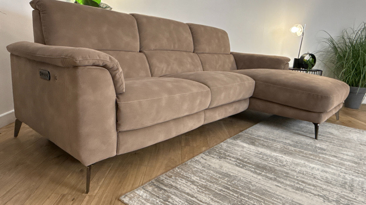 Sofology Illinois Fabric 3 Seater Chaise in Lifestyle Mottled Latte