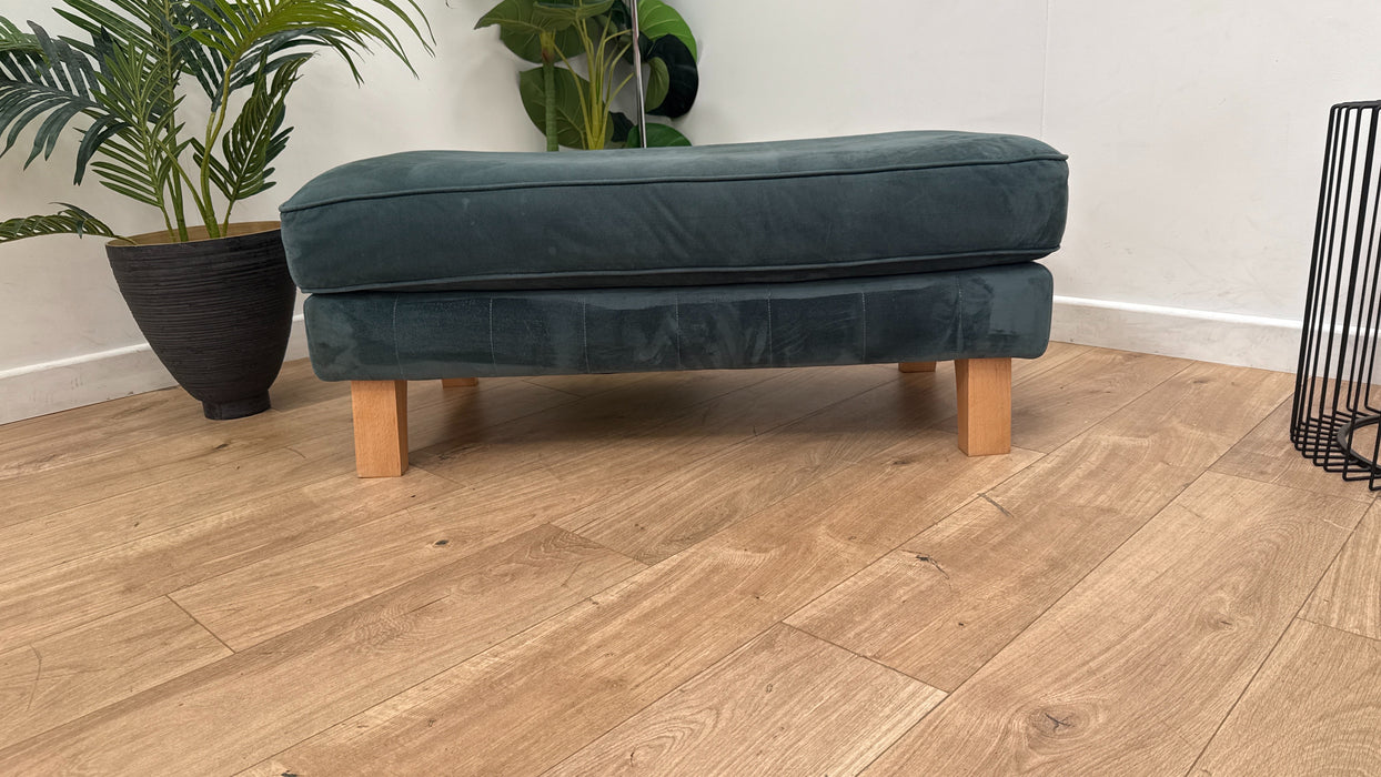 Sofology Fluted Isla Designer Fabric Footstool  in Azure All Over