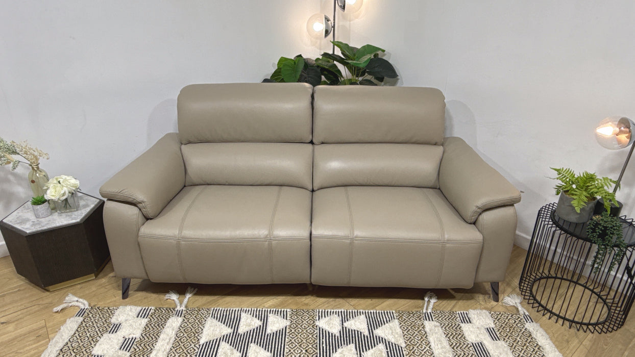 Sofology Bailey Leather 2.5 Seater Power Recliner/Headrest in Trusty Embossed Stone