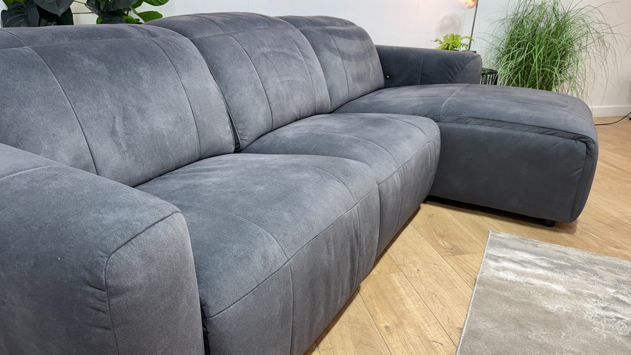 Sofology Lumiere Fabric 4 Seater Chaise Power Recliner/Headrest in Lifestyle Flecked Charcoal