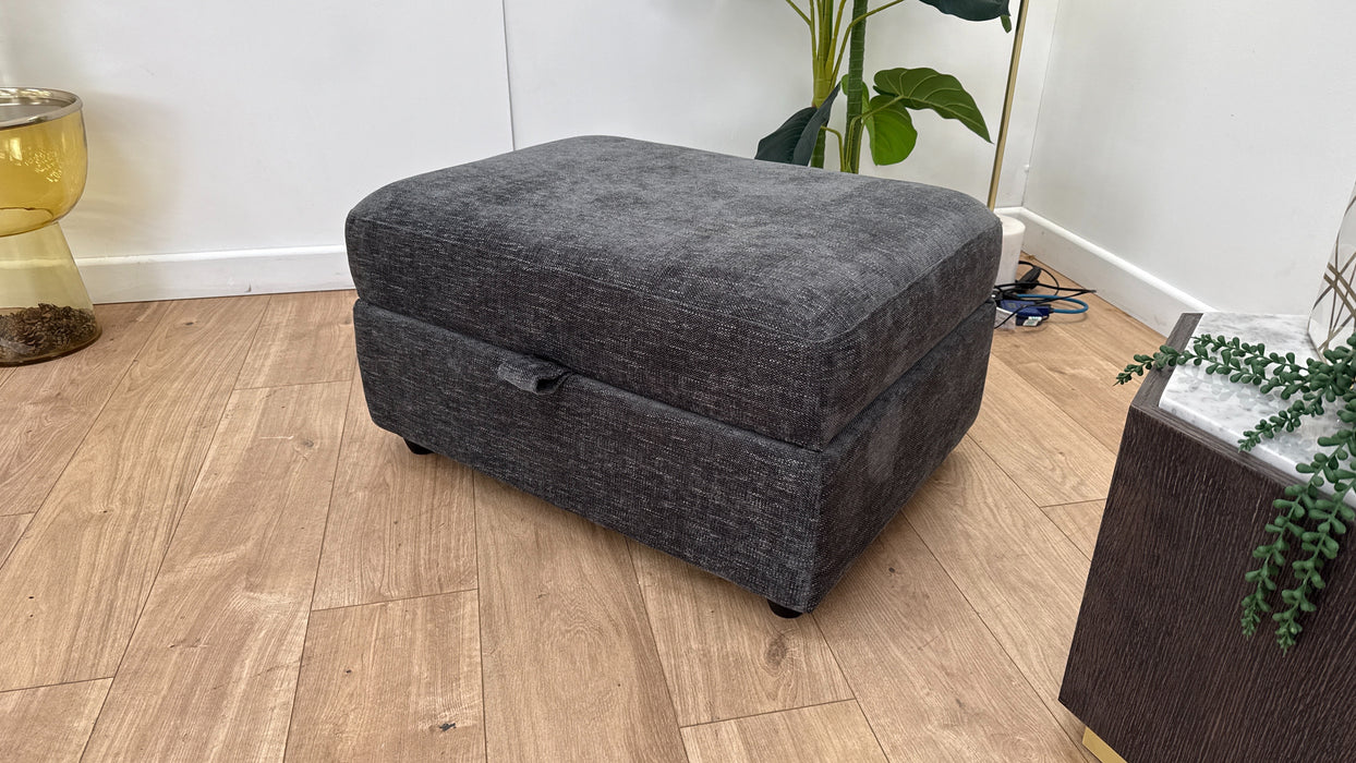 Sofology Portobello Fabric Storage Footstool in Chenille Look Charcoal