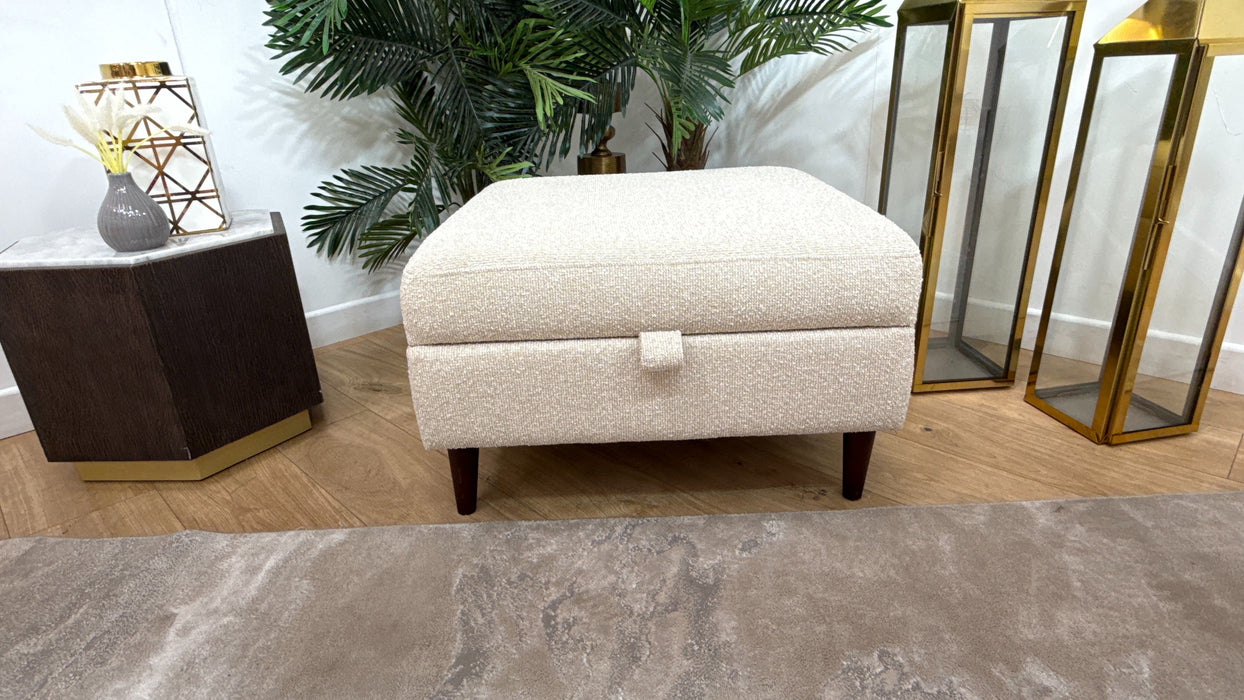 Sofology The Hackney Fabric Storage Memory Foam Footstool in Mini Boucle Natural