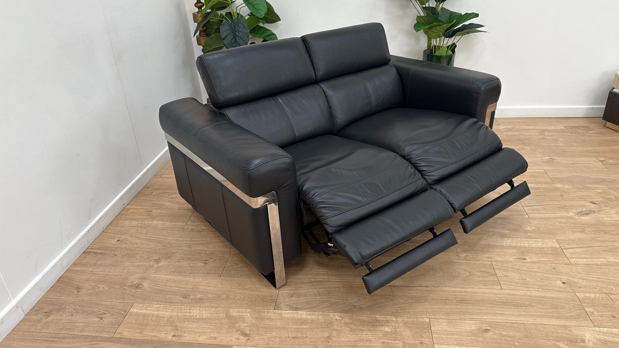 Sofology Moreno Leather 2 Seater Power Recliner in Jet Black