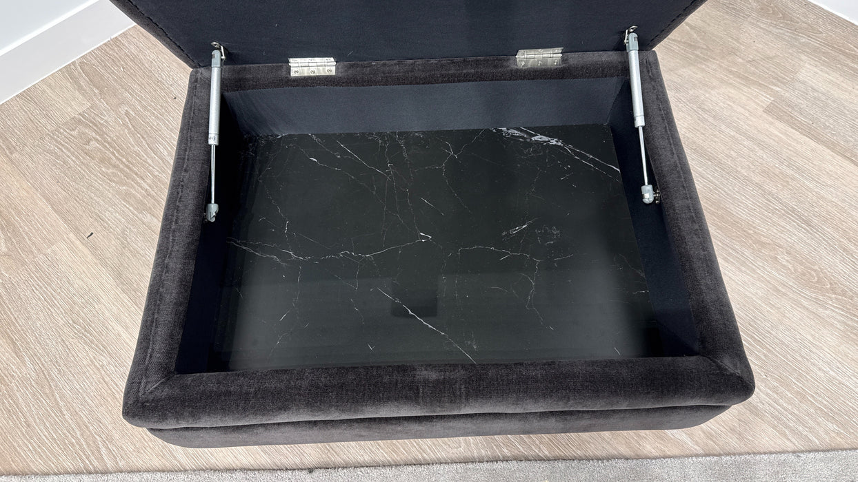 Sofology Obsidian Designer Storage Footstool in Relaxed Chenille Raisin