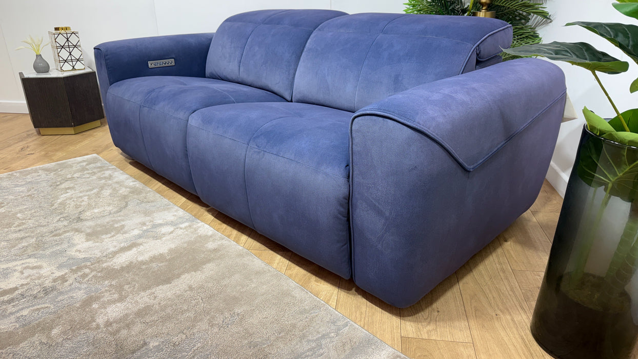 Sofology Riviera Fabric 2.5 Seater Power Recliner/Headrest in Lifestyle Flecked Navy