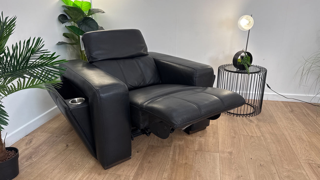 DFS Crusade Leather Recliner Chair in Black