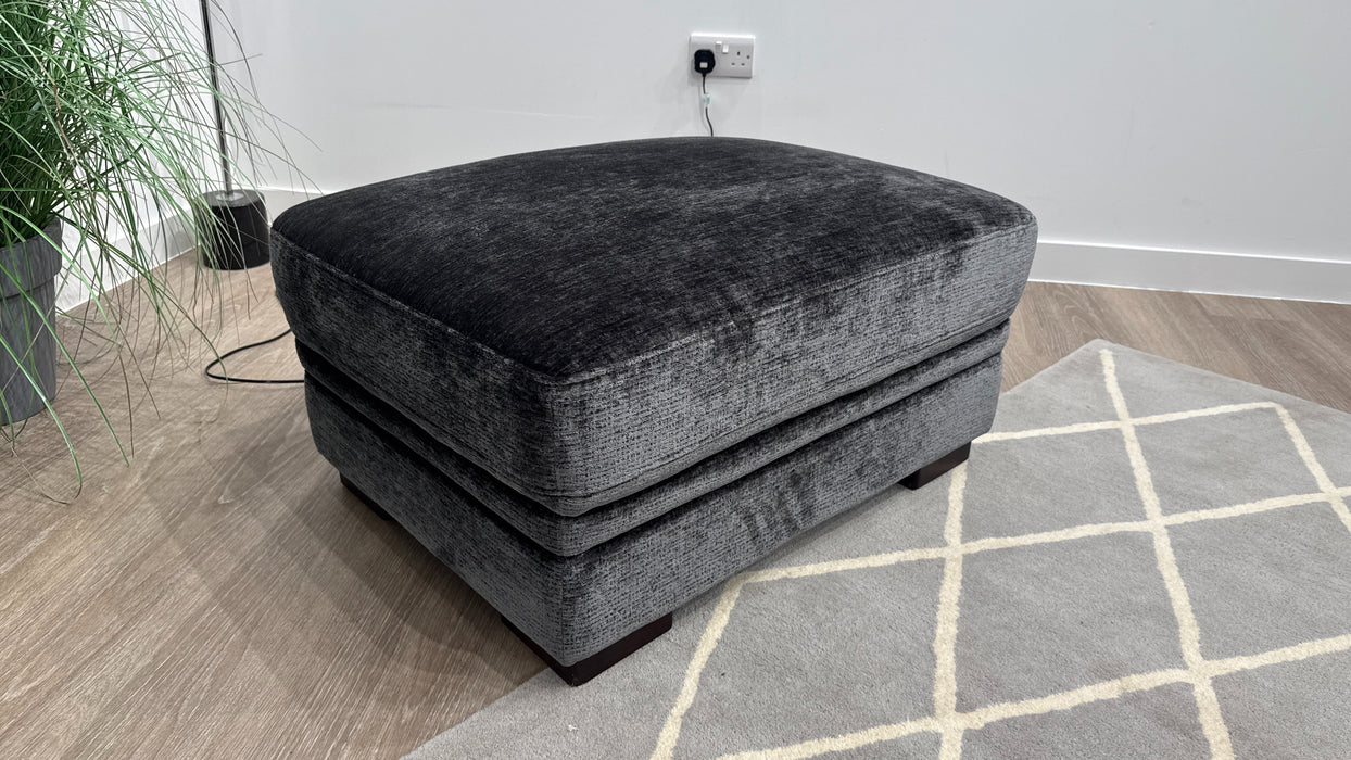 Sofology Sample Obsidian Fabric Designer Footstool in Luxury Textured Chenille Anthracite