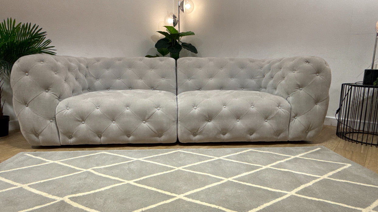 Sofology Venezia Fabric 3 Seater in Relaxed Chenille Stone