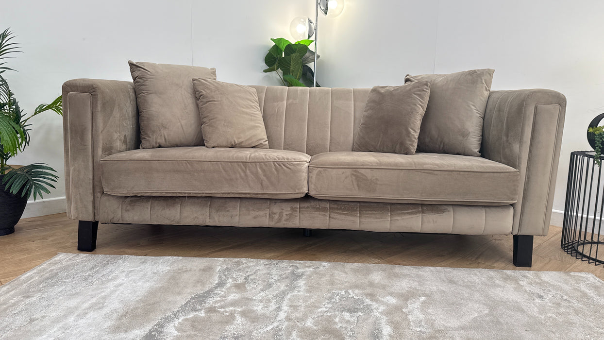 Sofology Fluted Isla Fabric 3 Seater in Mocha All Over