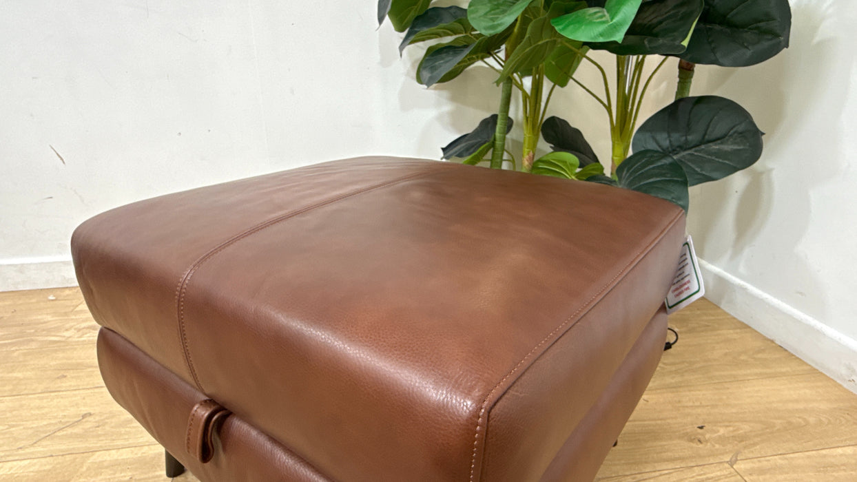 Sofology Adler Leather Storage Footstool in Relaxed Soft Brown