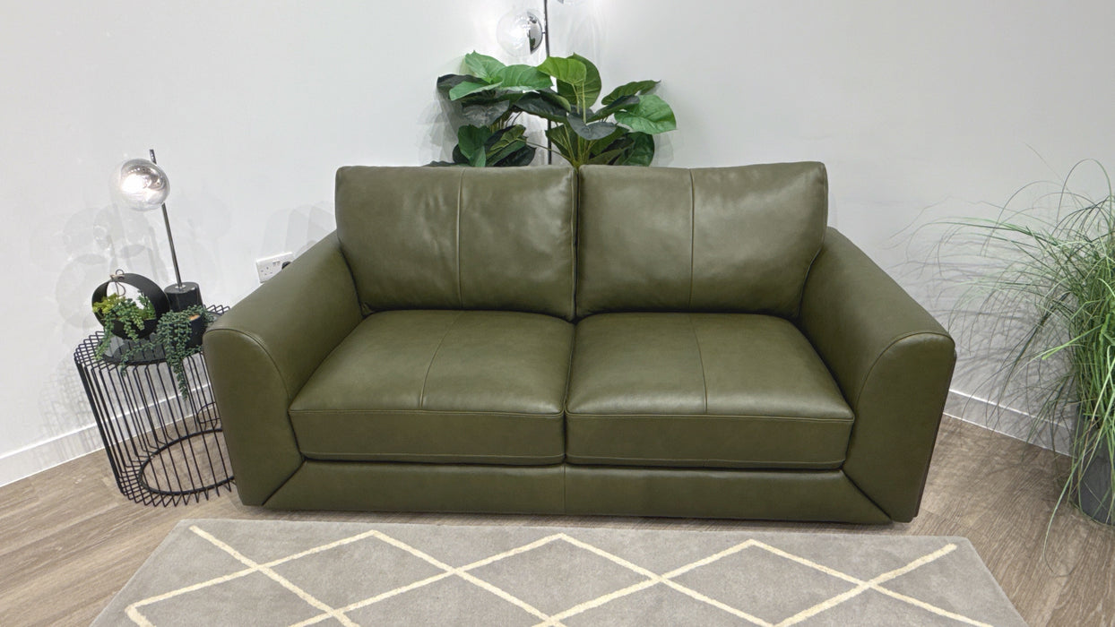 Sofology Elan 2.5 Seater Leather Sofa in Toronto Olive