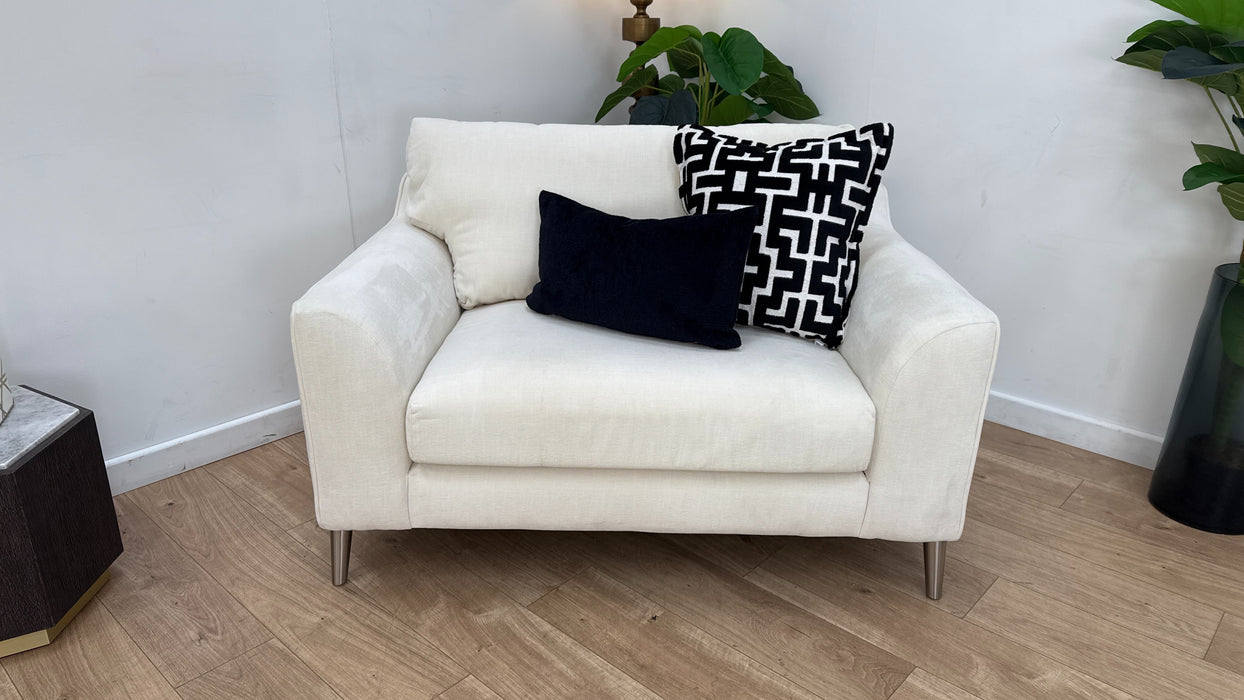 Sofology Mayfair Fabric Loveseat in Soft Chenille Ivory/Black Mix