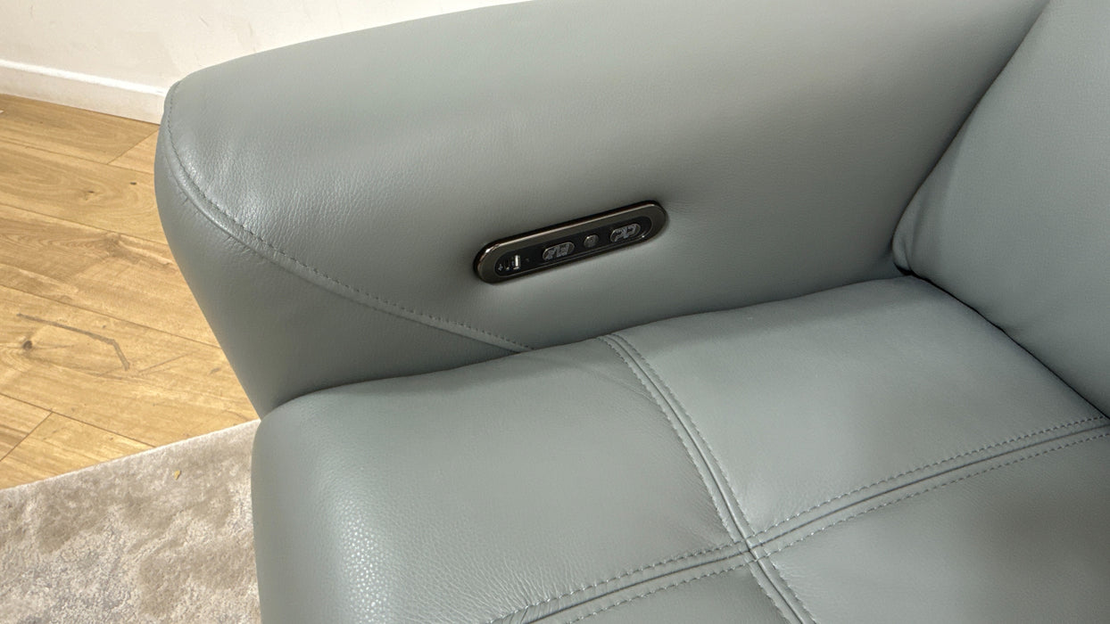 Sofology Marvella Leather 2 Seater Power Recliner/Headrest Heated Seats in Trusty Sheen Granite Teal