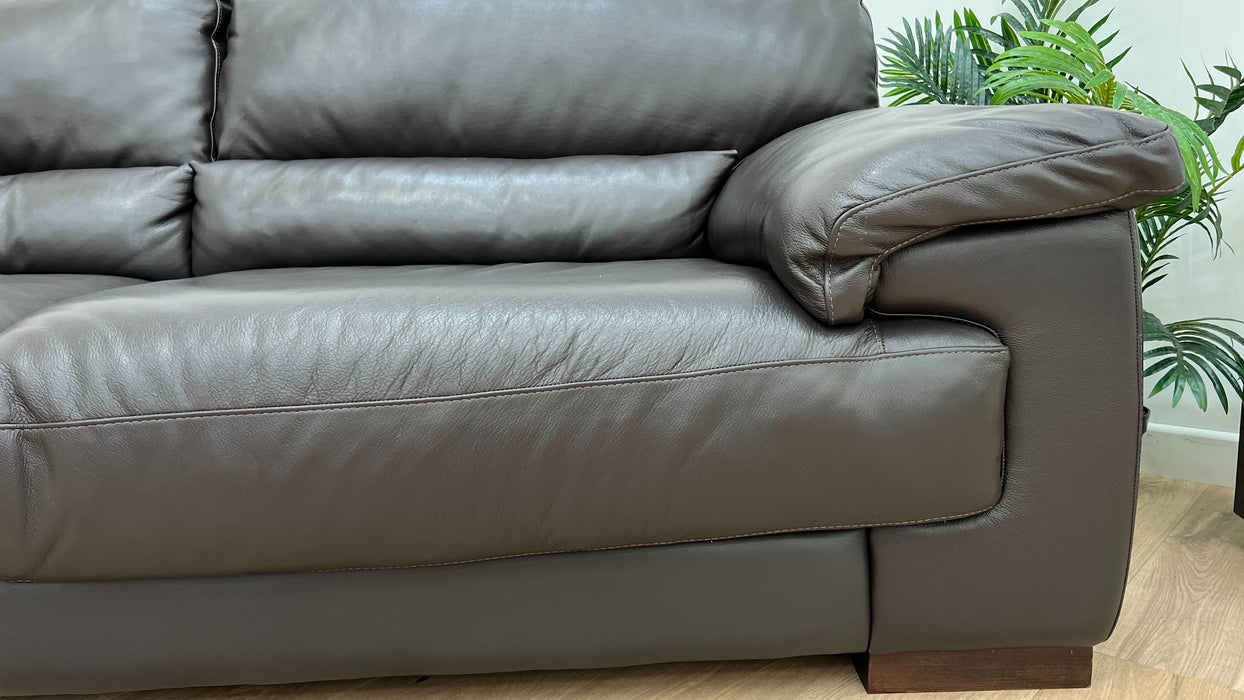 Santino 3 Seater - Leather Sofa - Mocha Brown