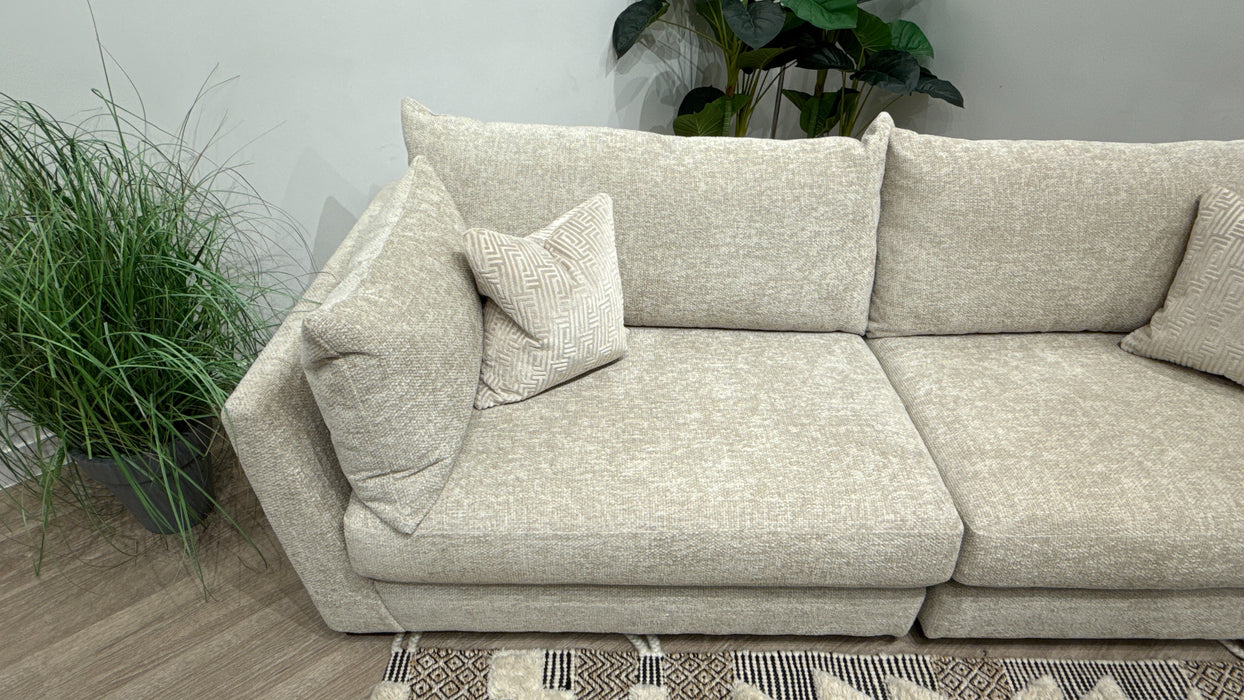 Sofology The Tallulah 4 Seater Split Fabric Sofa in Basketweave Chenille Cream Mix